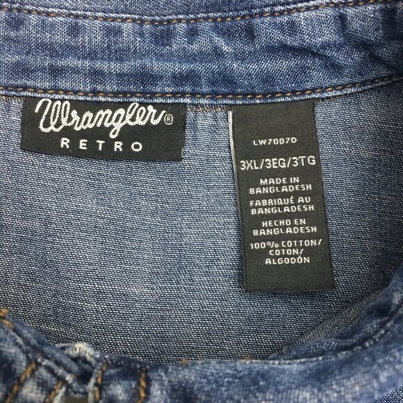 Wrangler Retro Women's Denim Snap Front Shirt Long Sleeves Cotton size 3XL - Picture 6 of 8